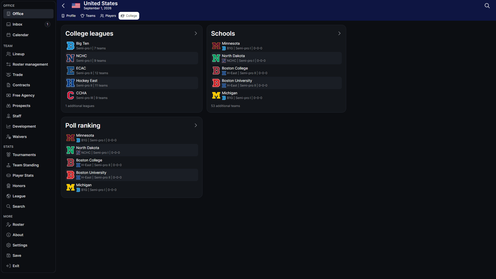 college leagues